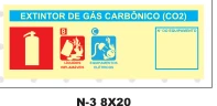 Placa Extintor de CO₂ — Tarja de Identificação Medidas: 8 × 20 cm