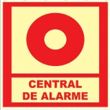 Placa Central de Alarme — Símbolo Medidas: 15 × 20 / 12 × 24 cm
