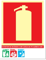 Placa Extintor de Pó ABC — Orientação de Uso Medidas: 15 × 20 cm