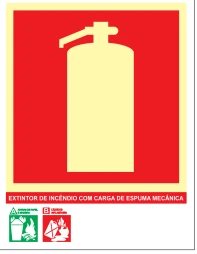 Placa Extintor de Espuma Mecânica — Orientação de Uso Medidas: 15 × 20 cm