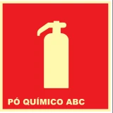 Placa Extintor de Pó Químico ABC Medidas: 15 × 15 / 15 × 20 / 20 × 20 cm