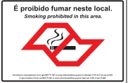 Placa Proibido Fumar — Aviso Bilíngue Medidas: 20 × 30 cm