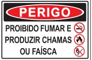 Placa Perigo — Proibido Fumar e Produzir Chamas ou Faíscas Medidas: 20 × 30 cm