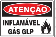 Placa Atenção — Inflamável, Gás GLP Medidas: 20 × 30 cm