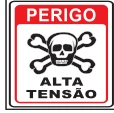 Placa Perigo — Alta Tensão com Símbolo de Risco Medidas: 15 × 20 cm