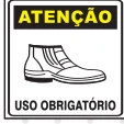 Placa Atenção — Uso Obrigatório de Calçado de Segurança Medidas: 15 × 20 cm