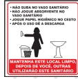 Placa Orientações de Uso do Sanitário Feminino Medidas: 15 × 20 cm