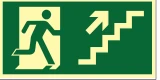 Placa Escada de Emergência — Subir à Direita Medidas: 12 × 24 / 15 × 30 / 20 × 40 cm