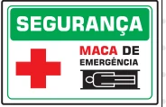 Placa Segurança — Maca de Emergência Medidas: 20 × 30 cm