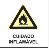 Placa Cuidado — Inflamável Medidas: 15 × 20 cm