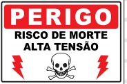 Placa Perigo — Risco de Morte, Alta Tensão Medidas: 20 × 30 cm