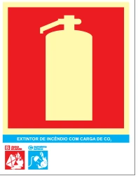 Placa Extintor de CO₂ — Orientação de Uso Medidas: 15 × 20 cm