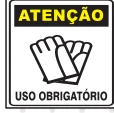 Placa Atenção — Uso Obrigatório de Luvas Medidas: 15 × 20 cm