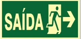 Placa Saída com Texto e Pictograma — Direita Medidas: 12 × 24 / 15 × 30 / 20 × 40 cm