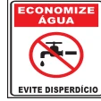 Placa Economize Água — Evite Desperdício Medidas: 15 × 20 cm