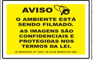 Placa Aviso — Ambiente Filmado (Modelo Amarelo) Medidas: 20 × 30 cm
