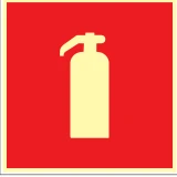 Placa Extintor de Incêndio — Símbolo Medidas: 15 × 15 / 15 × 20 / 20 × 20 / 30 × 30 cm