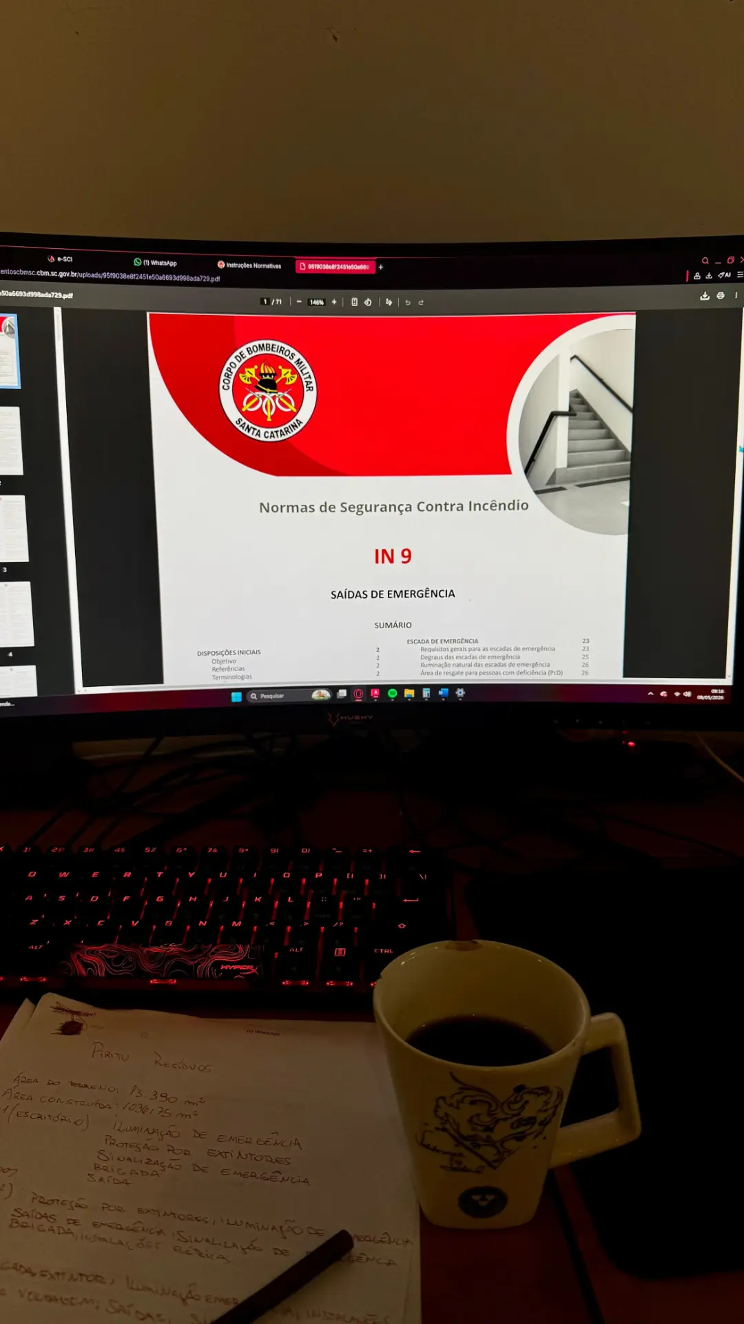 Estudo das normas — Análise das instruções normativas do CBM de RS e SC em cada projeto.