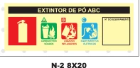 Placa Extintor de Pó ABC — Tarja de Identificação Medidas: 8 × 20 cm