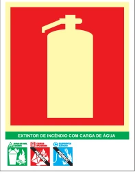 Placa Extintor de Água — Orientação de Uso Medidas: 15 × 20 cm