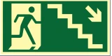 Placa Escada de Emergência — Descer à Direita Medidas: 12 × 24 / 15 × 30 / 20 × 40 cm