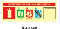 Placa Extintor de Espuma Mecânica — Tarja de Identificação Medidas: 8 × 20 cm
