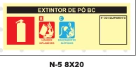 Placa Extintor de Pó BC — Tarja de Identificação Medidas: 8 × 20 cm
