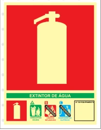 Placa Extintor de Água — Classes de Fogo Medidas: 20 × 27 cm