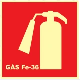 Placa Extintor de Gás Fe-36 Medidas: 20 × 20 cm
